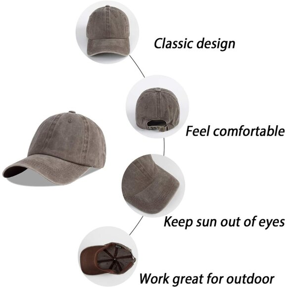 Unisex Dark Army Green Baseball Cap Cotton Fits Washed Denim Adjustable Hat - Picture 6 of 7